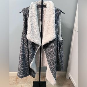 Westbound black cream and light pink plaid black Sherpa lining size 1X NWT